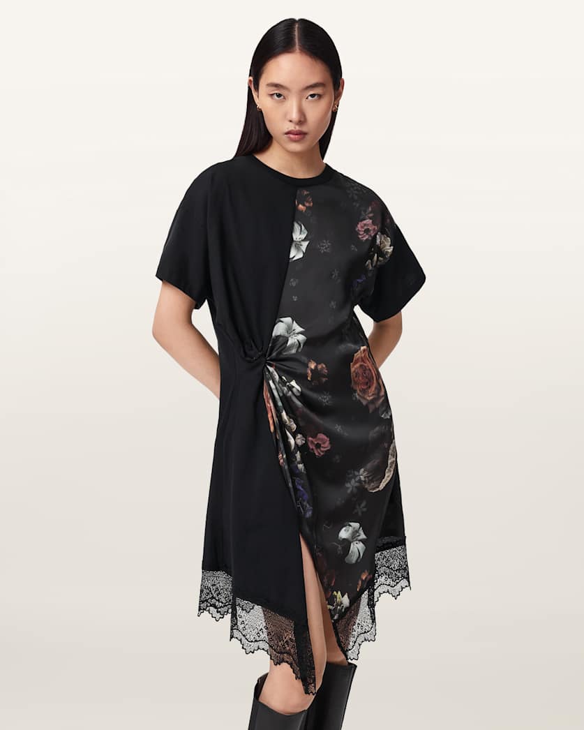 Lana Lace Floral Mini Dress HAZE BLACK | ALLSAINTS